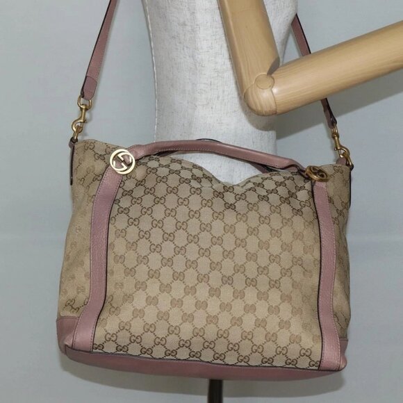 Gucci Handbags - GUCCI GG Canvas Hand Bag 2way Beige Gold 323675 Auth BA5865